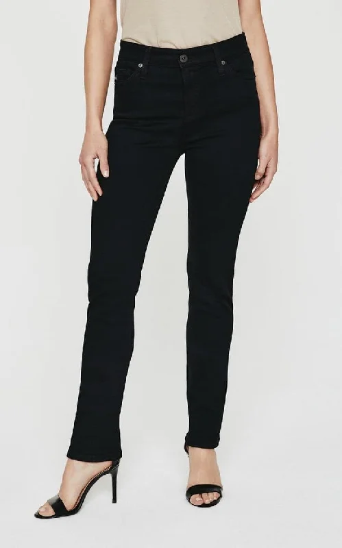 AG- Mari High Rise Slim Straight Jean in Opulent Black