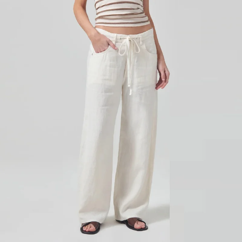 Brynn Drawstring Linen Trouser (Vanilla)