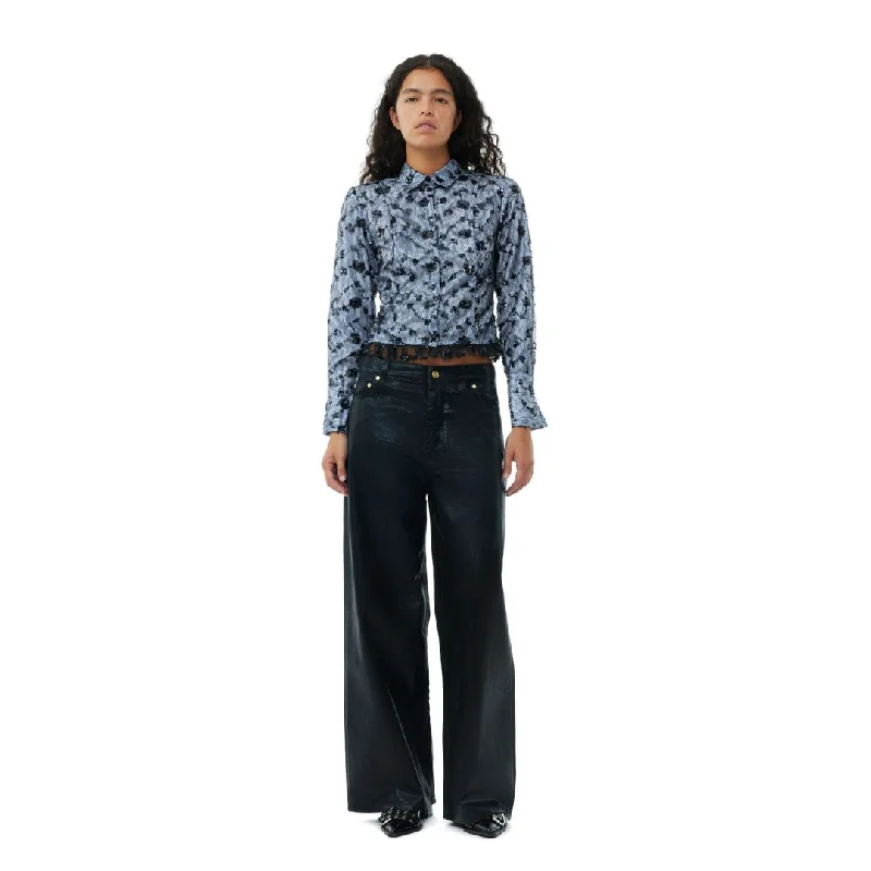 Foil Denim Wide Jeans (Black)