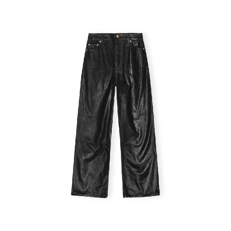 Foil Denim Wide Jeans (Black)