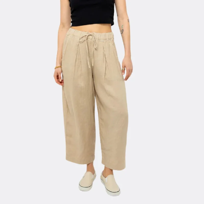 Hannah Linen Drawstring Pants (Biscuit)