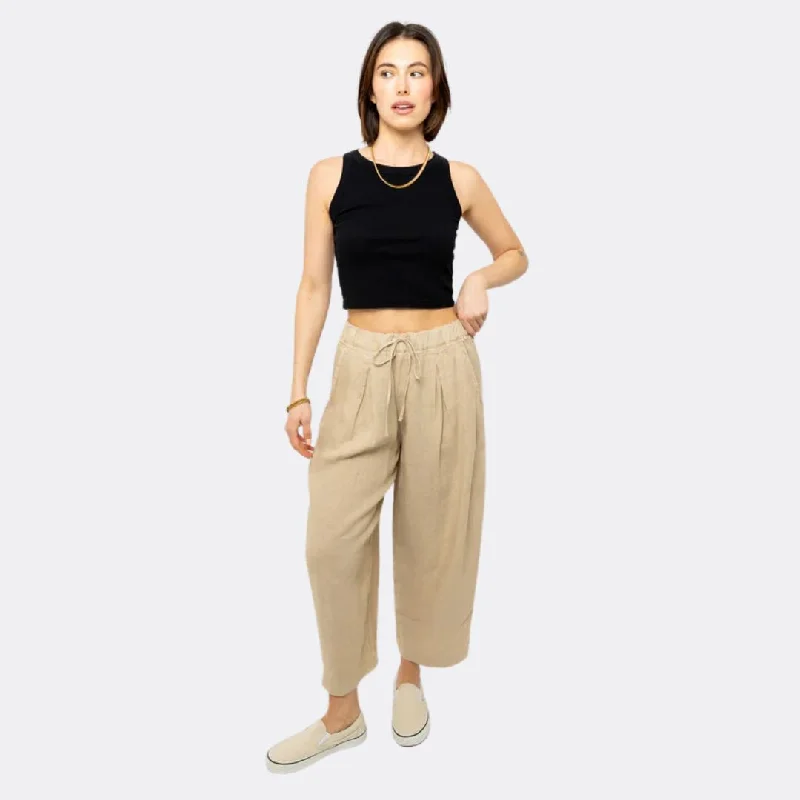 Hannah Linen Drawstring Pants (Biscuit)