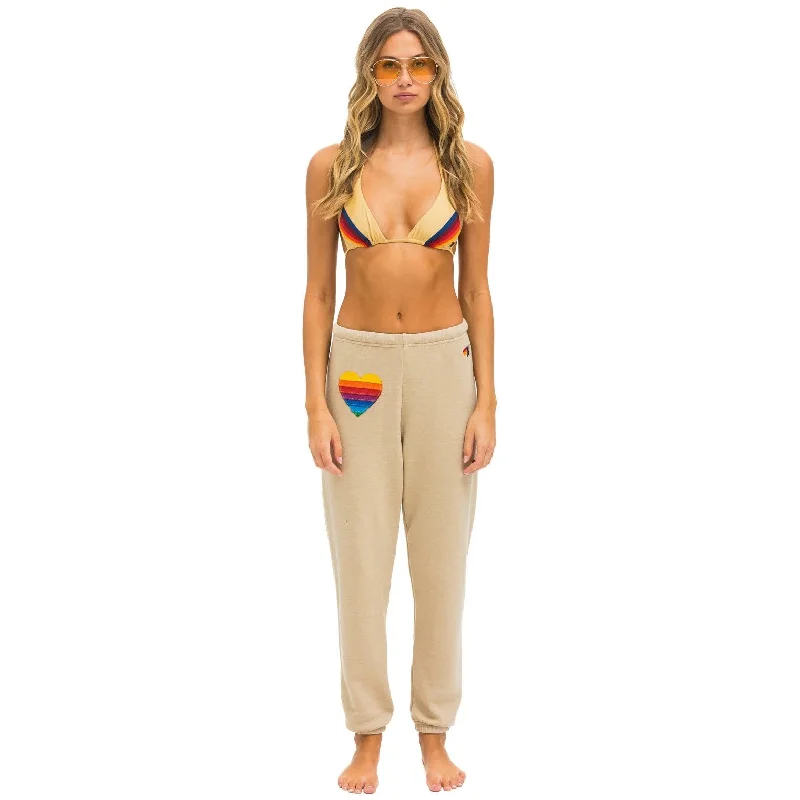 Rainbow Heart Stitch Sweatpant (Sand)