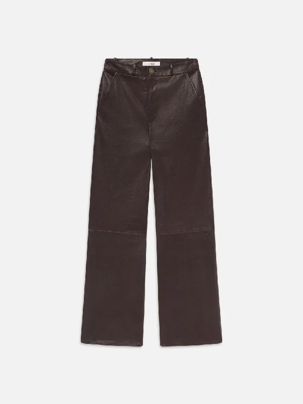 Relaxed Leather Trouser -- Chocolate Brown