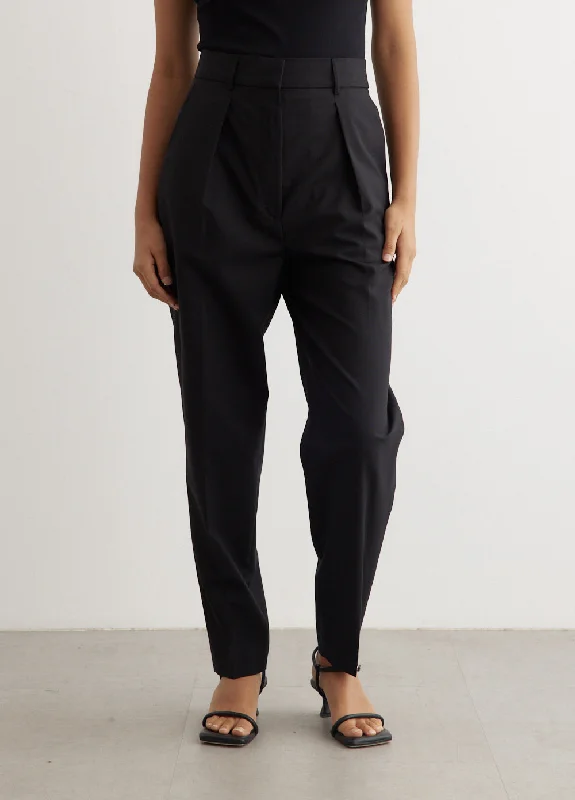 Carrot Fit Single Pleat Trousers