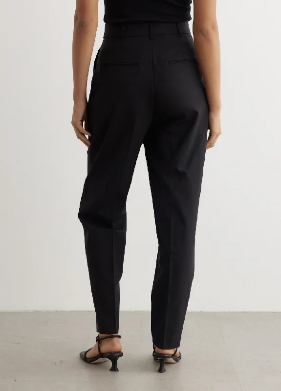 Carrot Fit Single Pleat Trousers