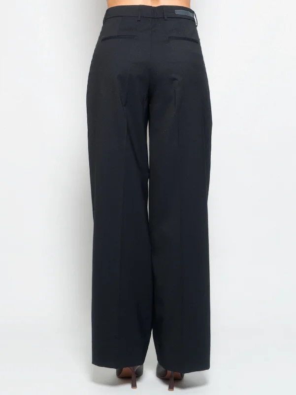 Pantaloni Palazzo con Doppia Pinces Blu