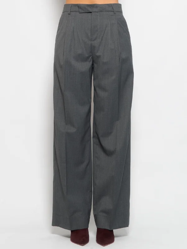 Pantaloni Palazzo con Doppia Pinces Grigio