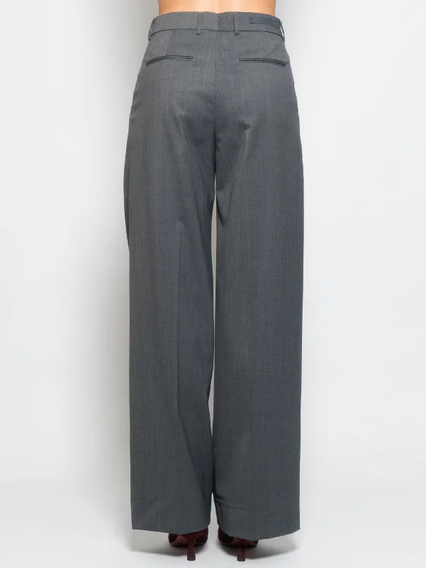 Pantaloni Palazzo con Doppia Pinces Grigio