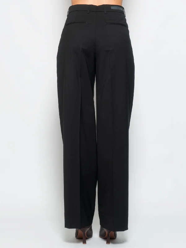 Pantaloni Palazzo con Doppia Pinces Nero