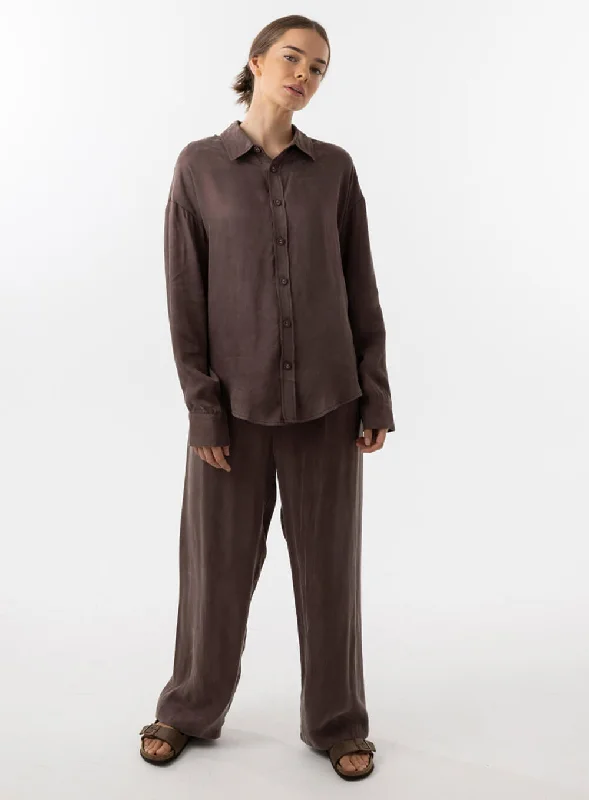 Chloe Cupro Pants-CHOCOLATE