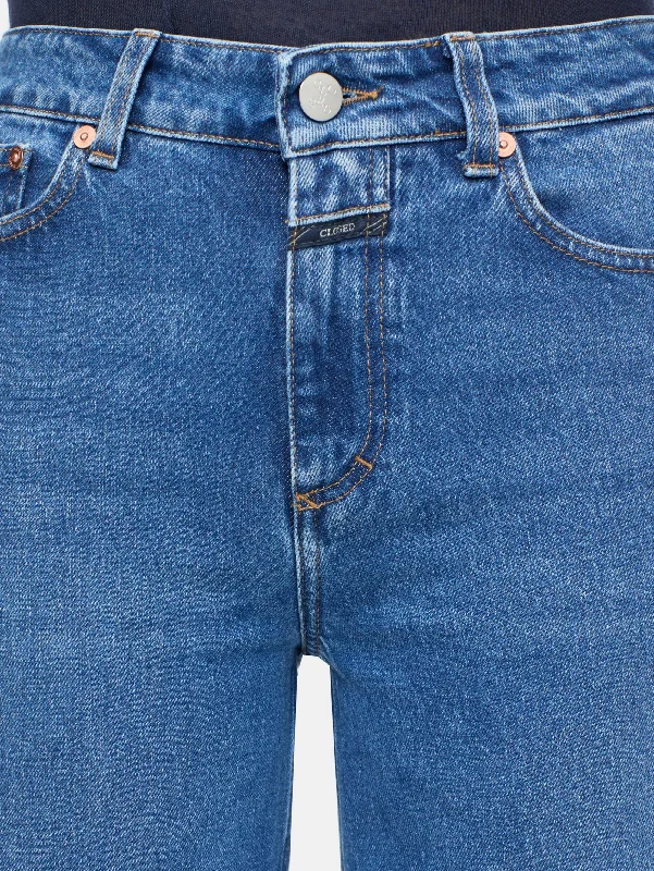 Jeans Gamba Ampia con Vita Alta Blu