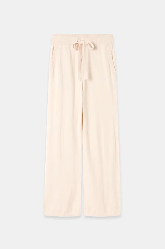 Cotton Cashmere Wide Leg Pant in Oat