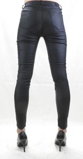 Country Denim Australia Black Ribbed Wax Jean - Full Length Skinny