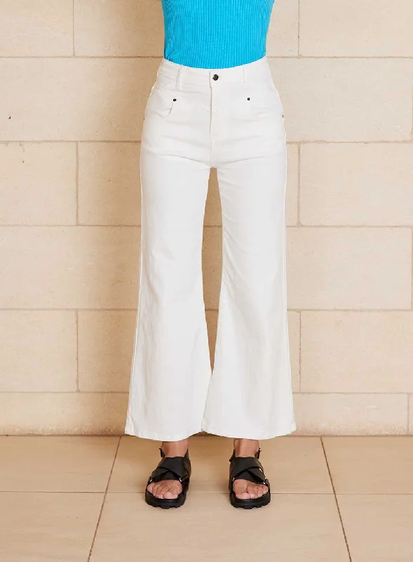 Declan Wide Leg Pant-White