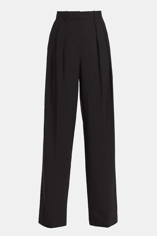 Double Pleat Pant in Black - Tall