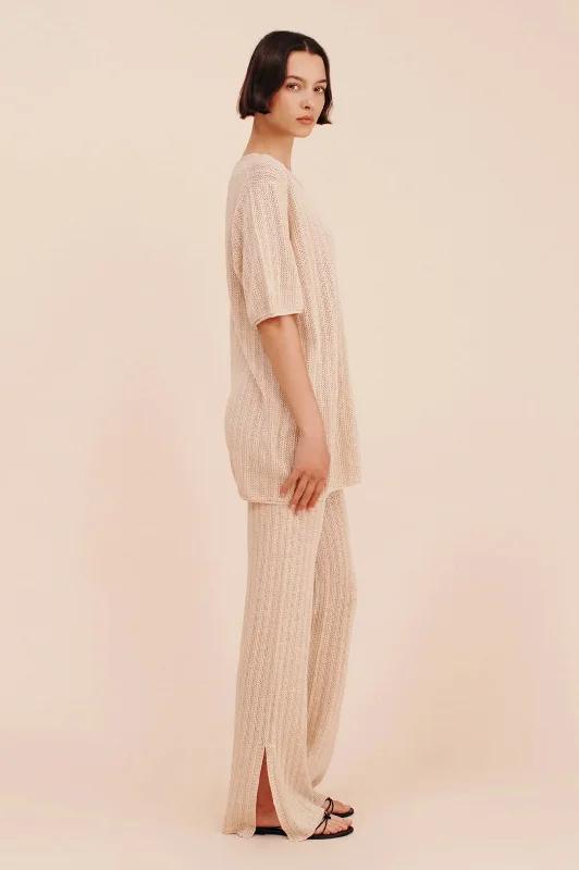 Dylan Knit Pant in Beige