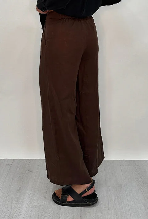 Edith Linen Culottes-CHOCOLATE