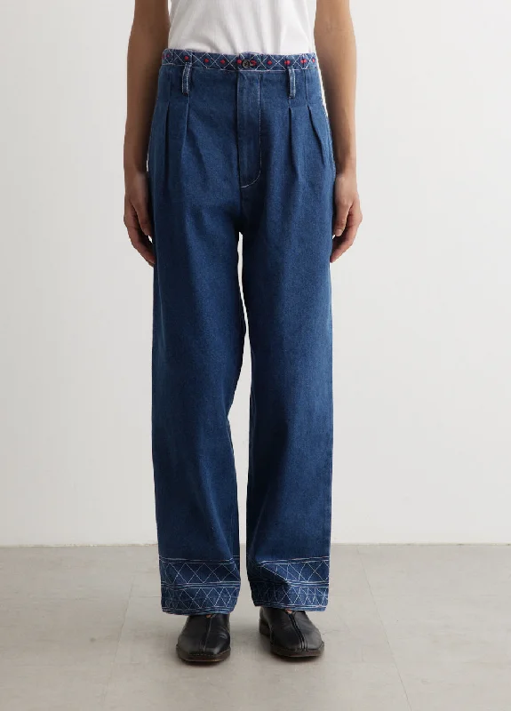 Embroidered Denim Murray Trousers