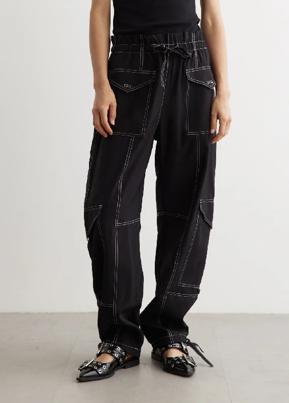 Light Slub High Waist Pocket Pants