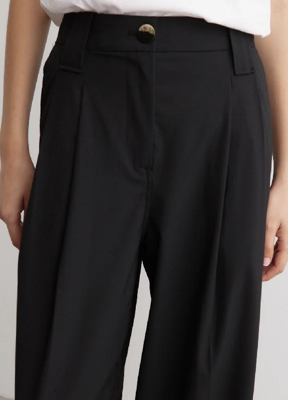 Drapey Melange Mid Waist Pleat Pants