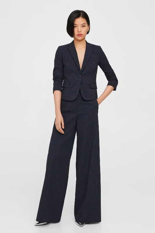 High Waist Seersucker Pant in Navy