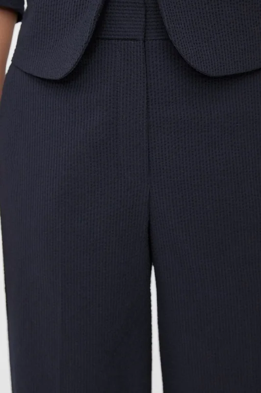 High Waist Seersucker Pant in Navy