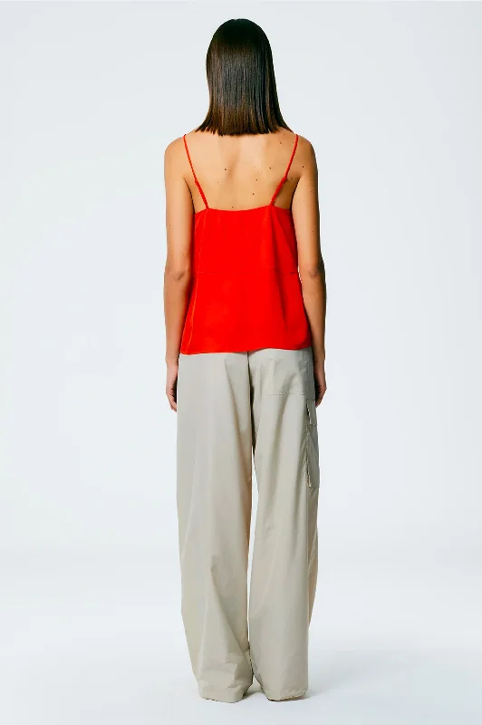 Italian Sporty Nylon Wide Leg Pant in Ash