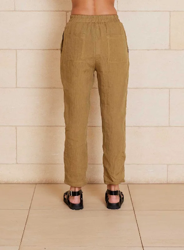 Lucia Linen Pant-GREEN