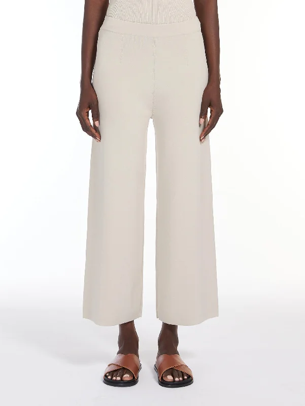 Pantaloni Cropped in Viscosa Grembo Beige