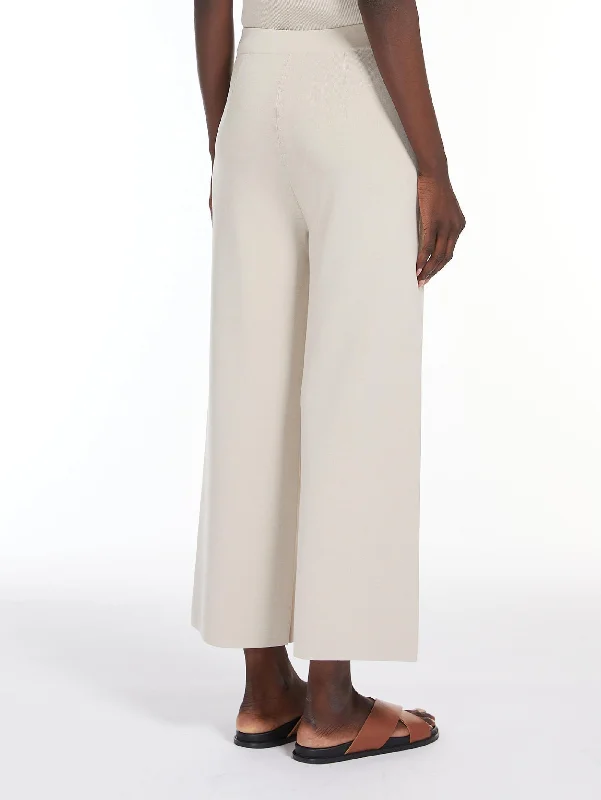 Pantaloni Cropped in Viscosa Grembo Beige