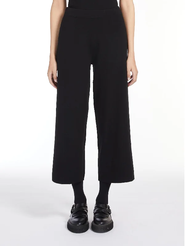 Pantaloni Cropped in Viscosa Grembo Nero