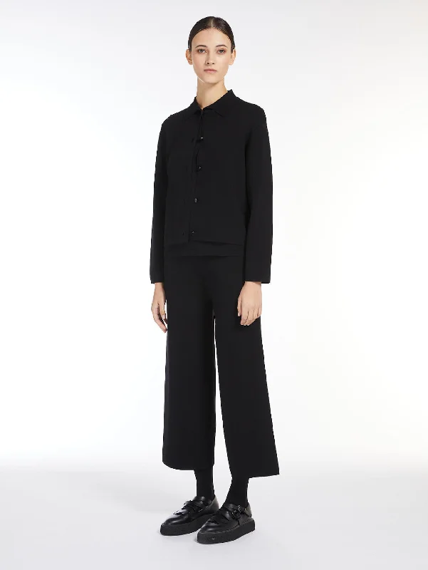 Pantaloni Cropped in Viscosa Grembo Nero