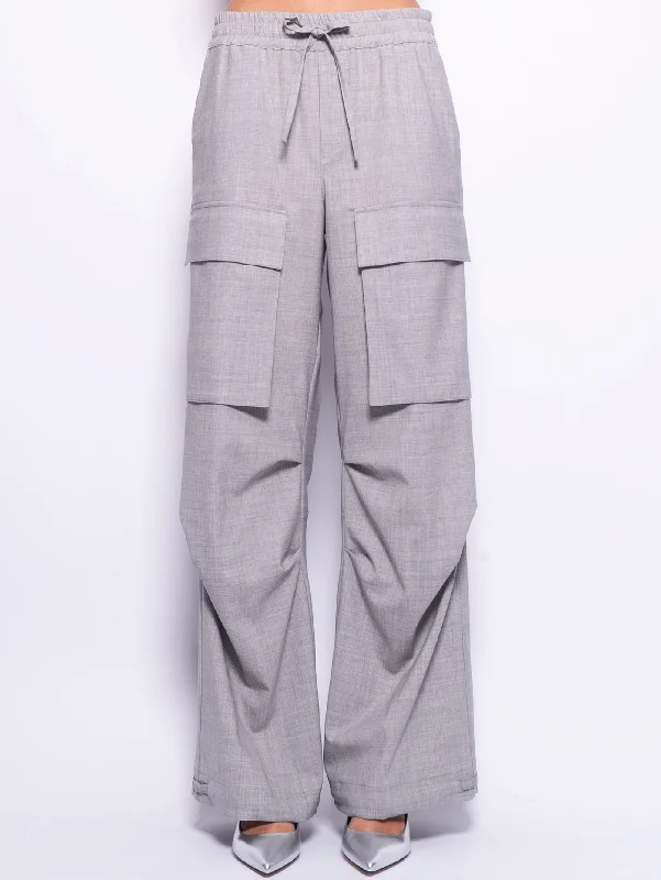 Pantaloni Parachute Grigio Mélange Chiaro