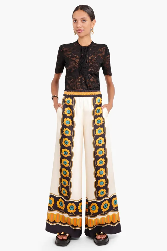 Palazzo Silk Pants in Daisychain