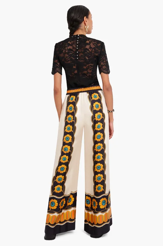 Palazzo Silk Pants in Daisychain