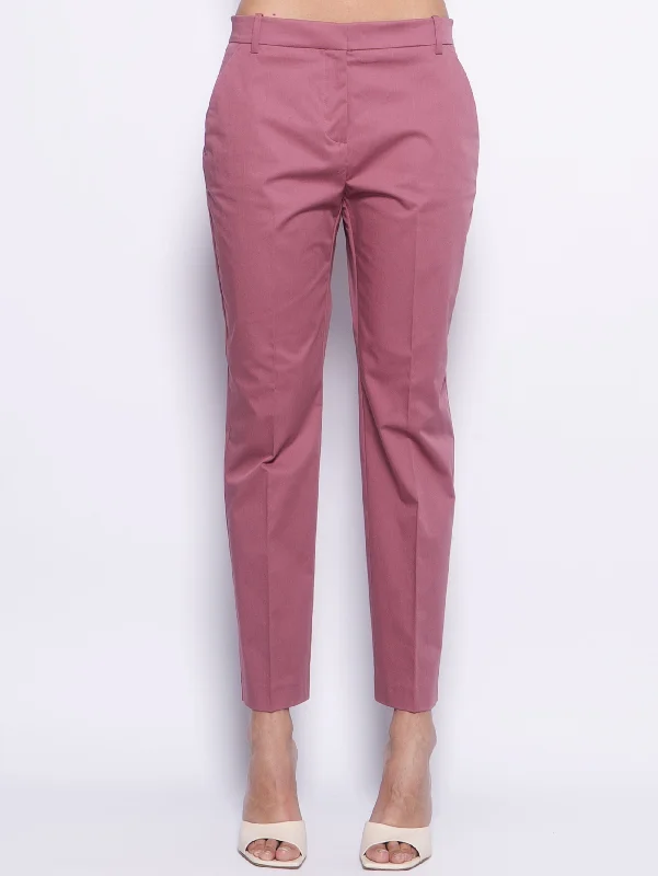 Pantaloni a Sigaretta in Raso Tecnico Rosa