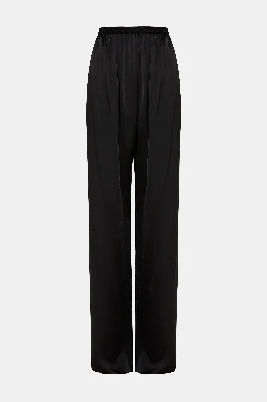 Relaxed Satin Pant in Black