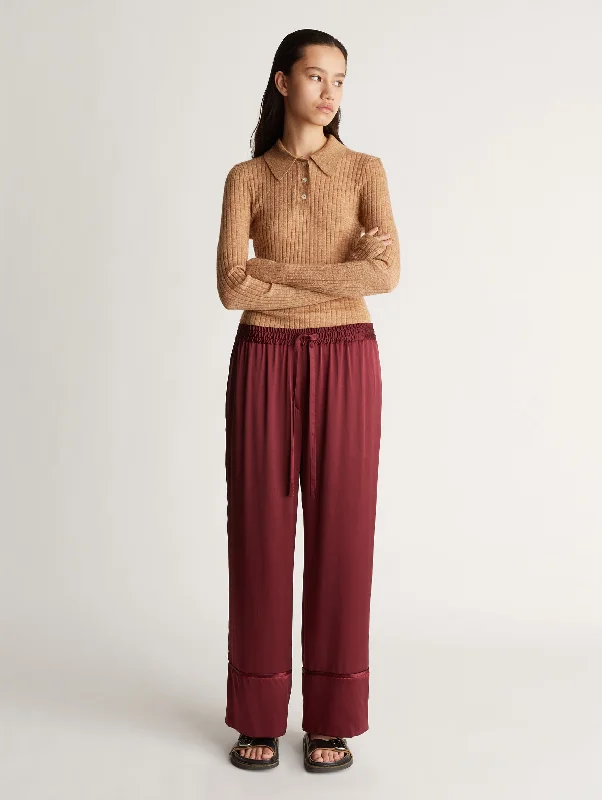 Stella Silk Pant in Rouge