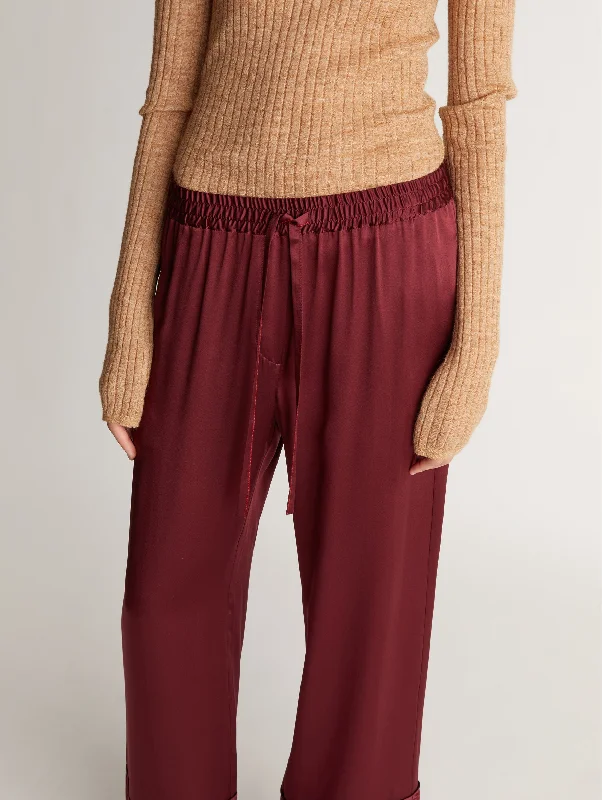 Stella Silk Pant in Rouge