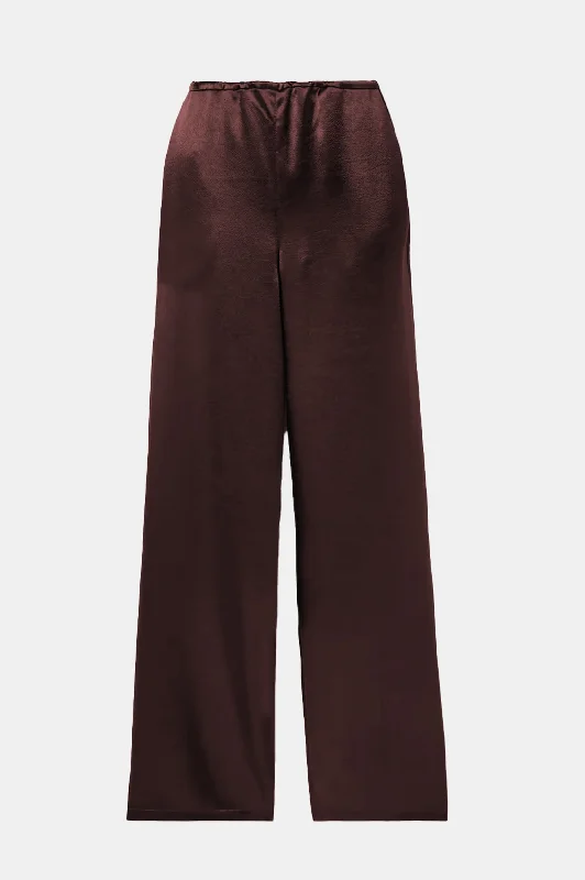 Summer Satin Pant in Dark Brown