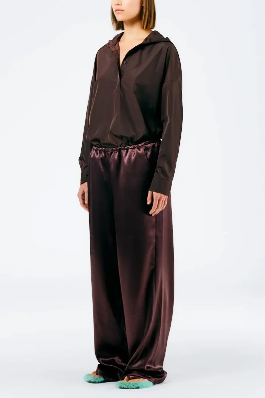 Summer Satin Pant in Dark Brown