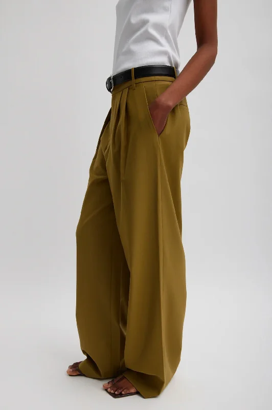 Tropical Wool Stella Pant in Dark Hazel