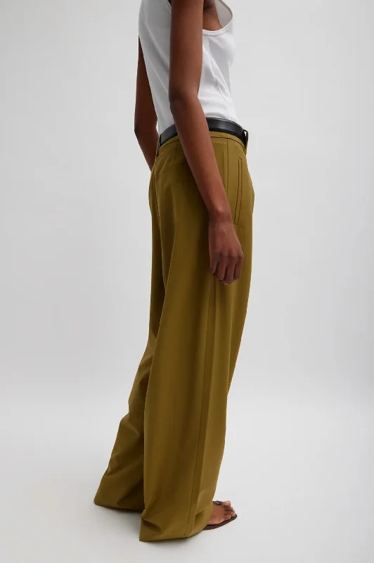 Tropical Wool Stella Pant in Dark Hazel