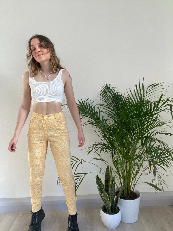 Vintage Yellow Snake Print Trousers (XS)