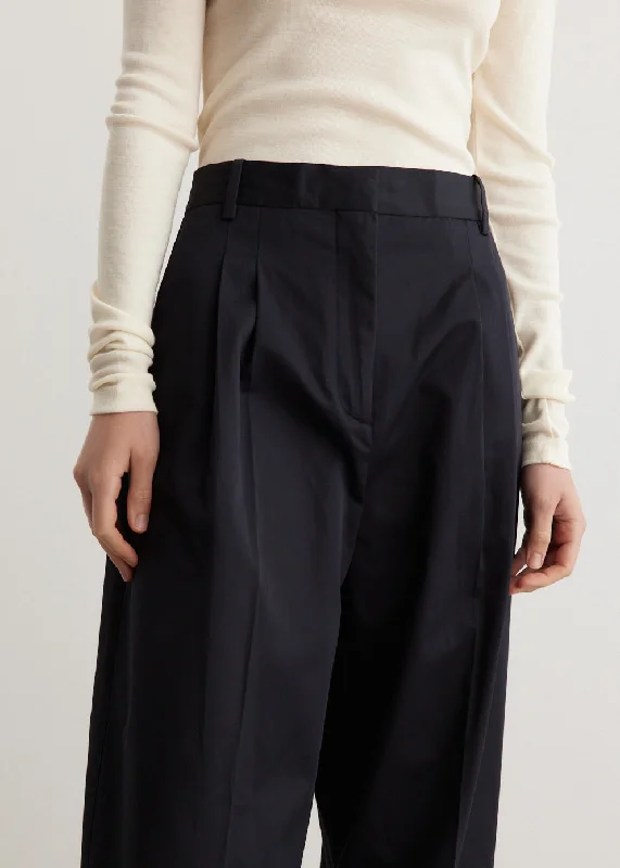 Wide Leg Pleated Chino Trousers