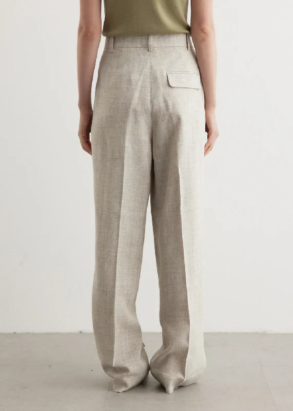 Wide Leg Pleated Trousers