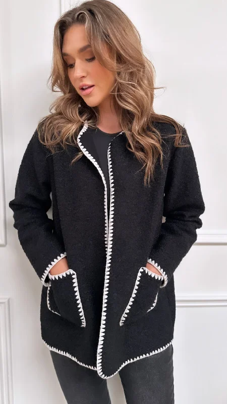 Kayra Black & Cream Trimmed Jacket