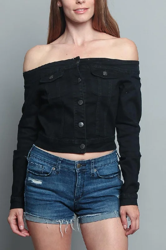 Off the Shoulder Denim Jacket