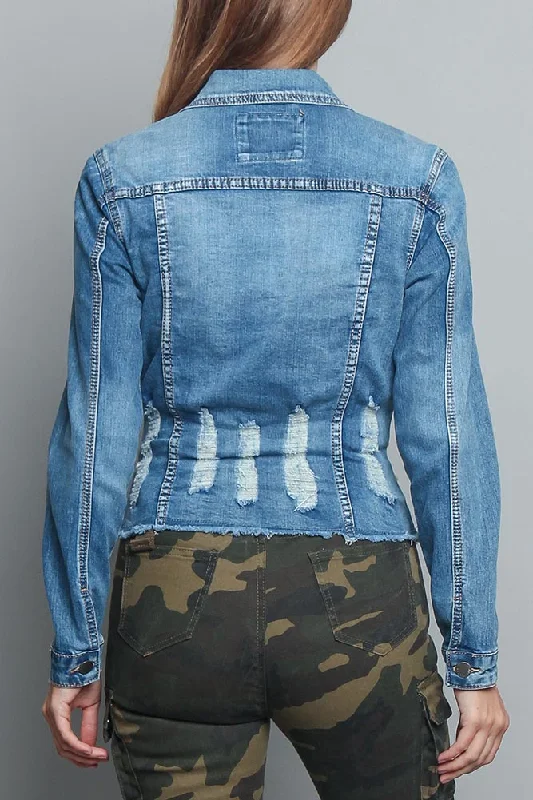 Pearl Distressed Denim Jacket